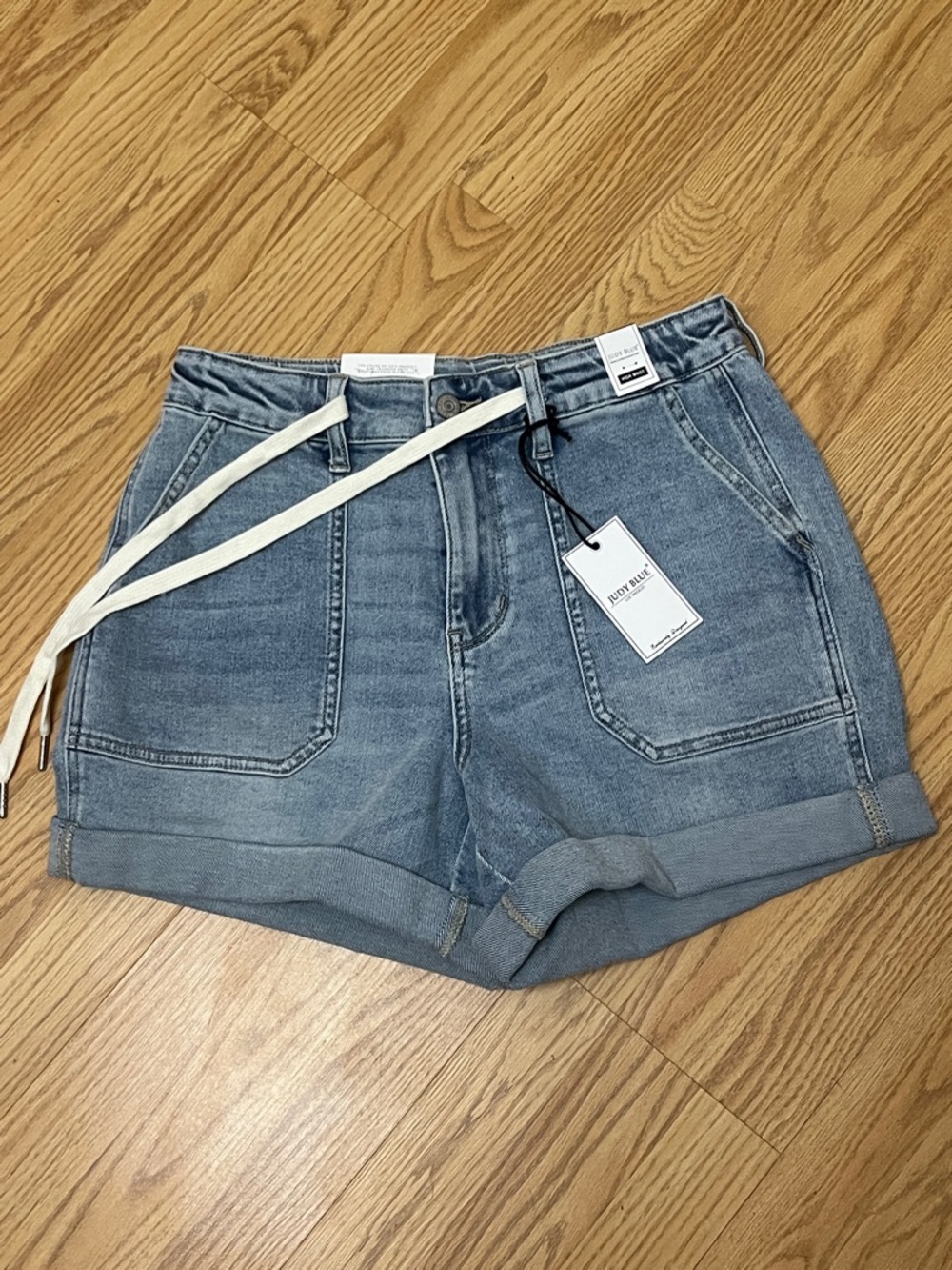 Judy Blue Light Blue Denim Rolled-Hem Utility Shorts